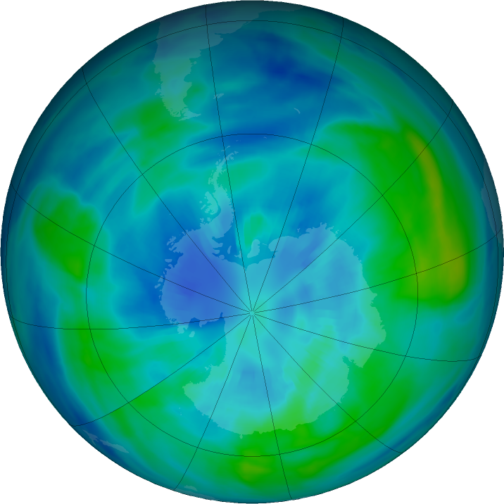 Antarctic ozone map for 03 April 2017